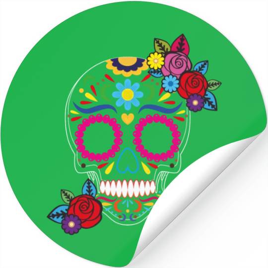 Day of The Dead Colorful Sugar Skull Stickers