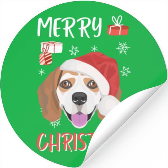 Beagle Merry Christmas Stickers