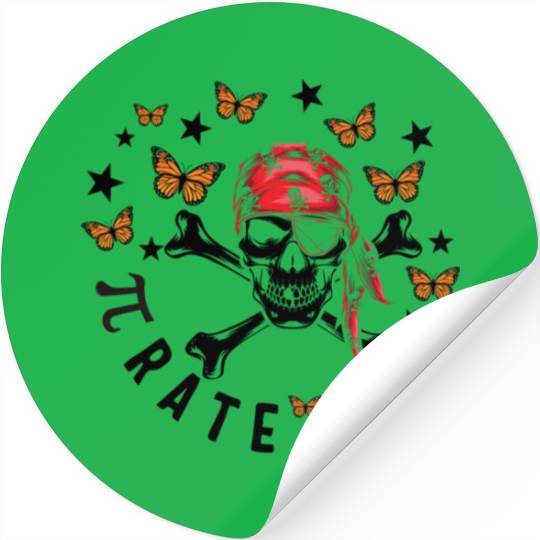 Halloween Math Teacher Stickers, Pi Rate Skull Humor