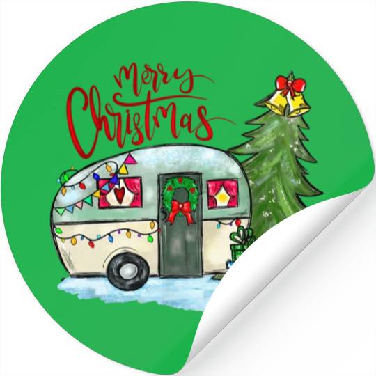 Merry Christmas Happy Camper Funny Camping Life Stickers