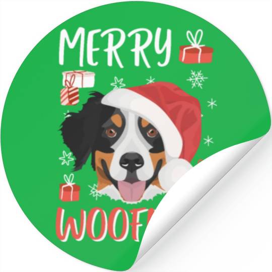 Bernese Mountain Dog Merry Christmas Stickers