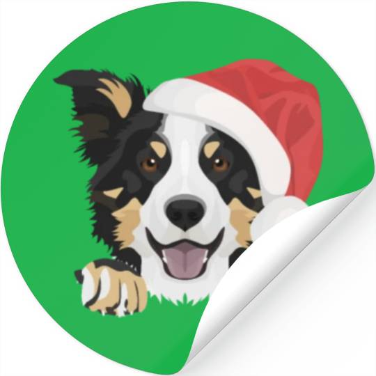 Border Collie Merry Christmas Stickers