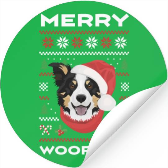 Border Collie Merry Christmas Stickers