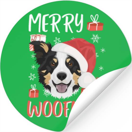 Border Collie Merry Christmas Stickers