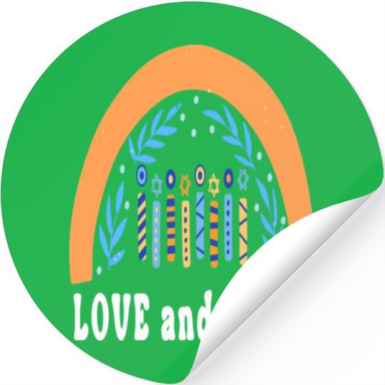 Love And Light Rainbow Hanukkah Jewish Chanukah Stickers