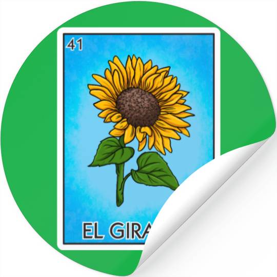El Girasol Sunflower Card Mexican Lottery Card Stickers