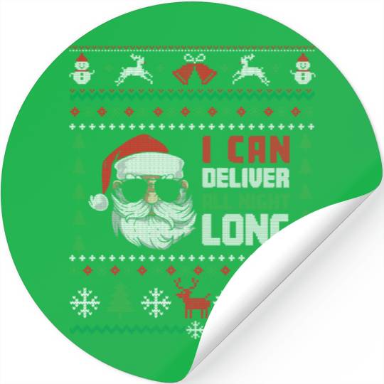 Cool Santa Can Deliver All Night Ugly Christmas Stickers