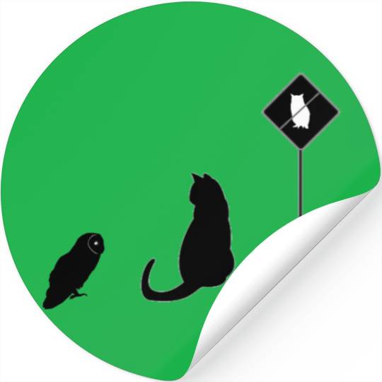 A Cat And An Owl Funny Pet Owner Stickers