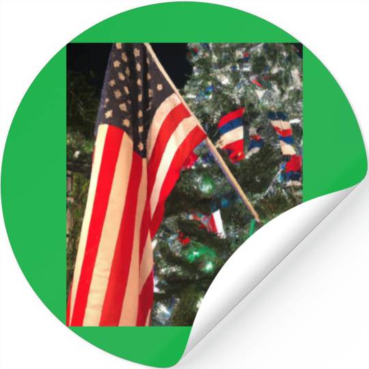 Patriotic Christmas US Flag In Christmas Tree Stickers