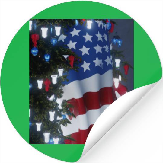 Patriotic Christmas Decorated Christmas Tree Stickers