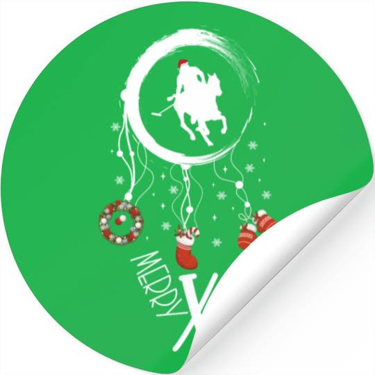 Winter dreamcatcher Christmas Polo player Stickers