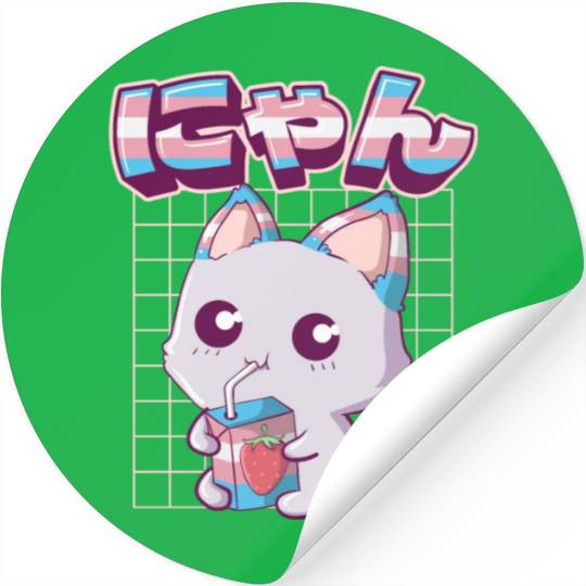 Transgender Pride Kawaii Cat Strawberry Milk Trans Stickers