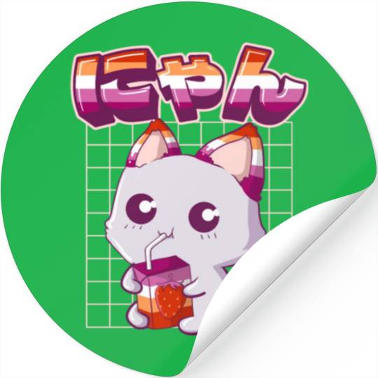 Lesbian Pride Gay Kawaii Cat Strawberry Milk Lesbi Stickers