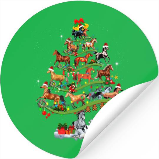 Horse Tree Christmas Candy Cane Gift Ornament Stickers
