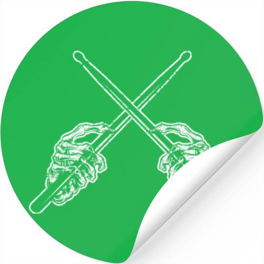 Drummer Drum Sticks Rock & Roll Skeleton Horns Per Stickers