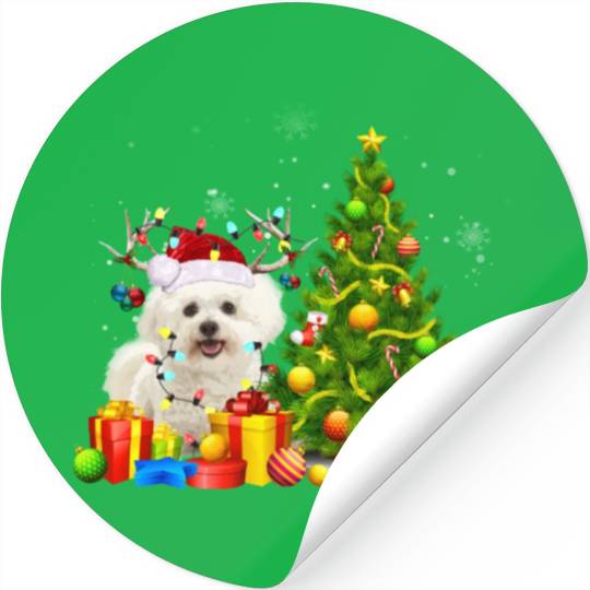 Bichon Frise Christmas Dog Lover Xmas Santa Stickers