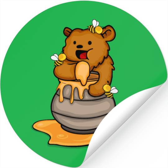 Grizzly Bear Eating Honey Cute Bear Cub Brown Bear Stickers