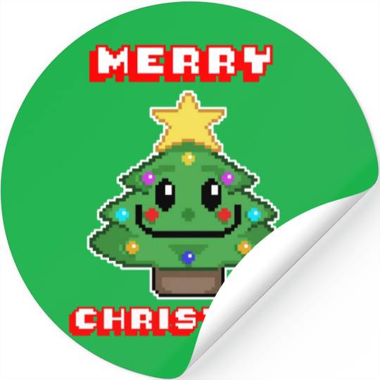 Merry Christmas I Xmas I 8 Bit Pixelated Stickers