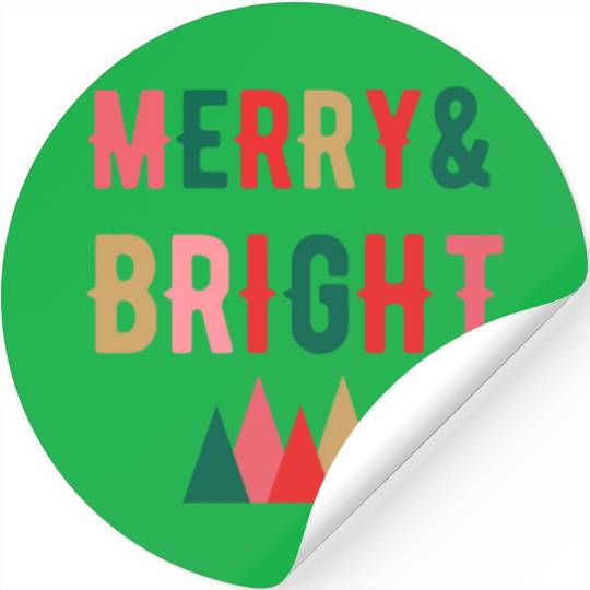 Merry and Bright retro Christmas Stickers Stickers
