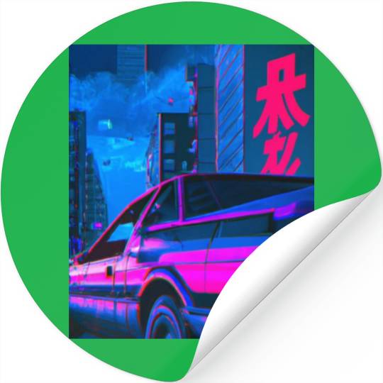 Vaporwave Car Synthwave City Stickers