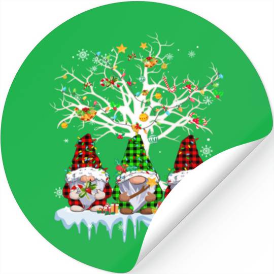 Gnomes Merry Christmas Light Family Gnome Xmas Stickers