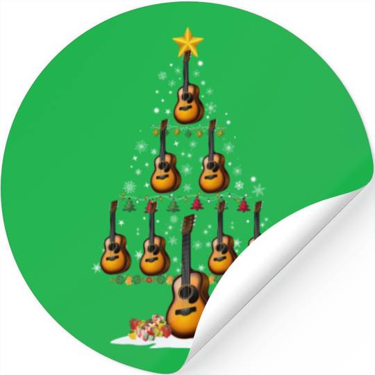 Guitar Christmas Tree Xmas Funny Gift Stickers