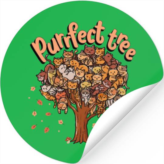 Purrfect Tree Kittens Family Of Cats Fall Season Stickers