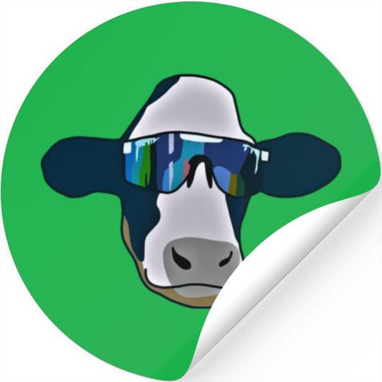 cow wearing Polarized lens funny farm Stickers