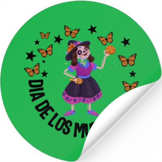 Dia De Los Muertos Stickers, Girl Sugar Skeleton