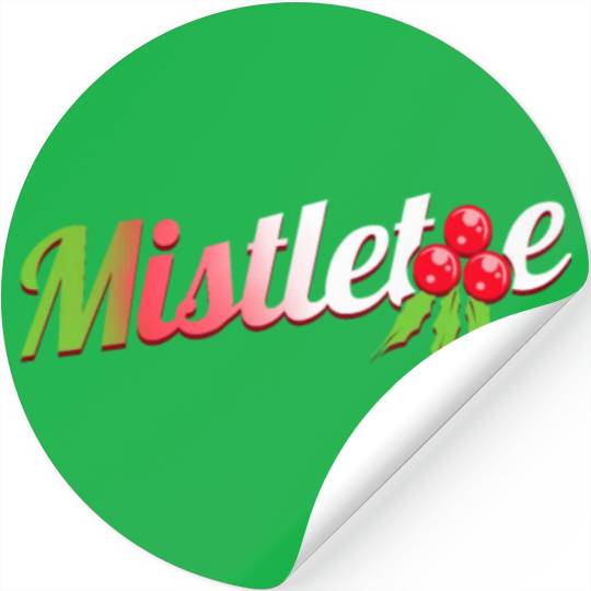 Green Red White Mistletoe Logo For Christmas Stickers