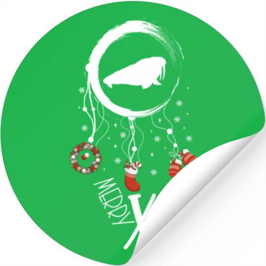 Winter dreamcatcher Christmas Walrus Stickers
