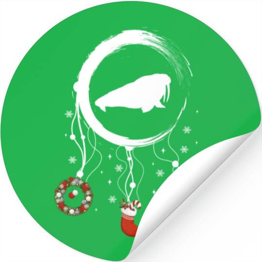 Winter dreamcatcher Christmas Walrus Stickers