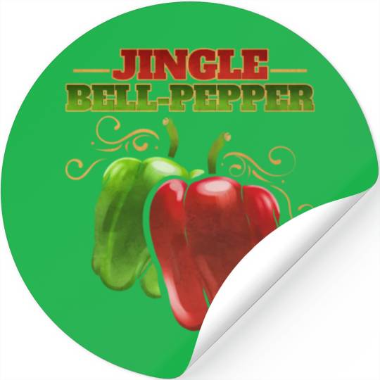 Red And Green Jingle Bell Pepper For Christmas Stickers