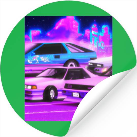 Vaporwave Car Synthwave City Stickers