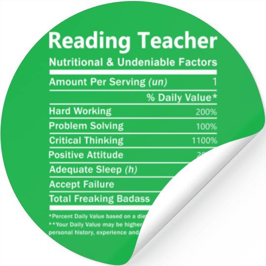 Reading Teacher Stickers - Nutritional And Undeniab
