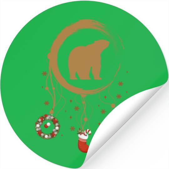 Winter dreamcatcher Christmas Polar bear Stickers