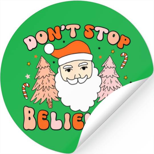 Retro Groovy Don't Stop Believin' Christmas Cute Stickers