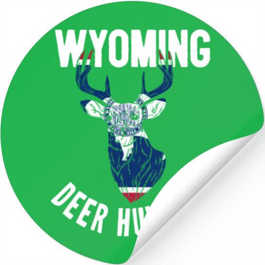 Wyoming Deer Hunting Buck Stag Hunter Stickers