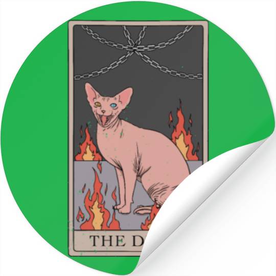 Hairless Cat Devil Tarot Card Design Stickers