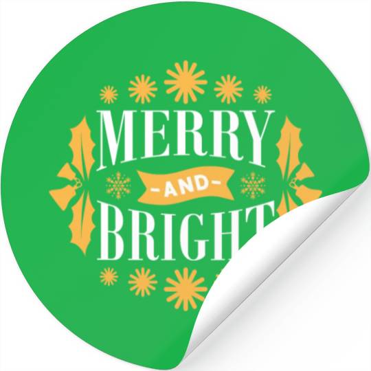 Merry And Bright Snowflakes Mistletoe Xmas Holiday Stickers