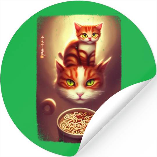 kawaii Japanese cat ramen noodles bowl Stickers