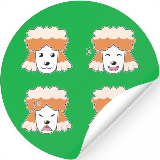 Funny Poodle Dog Cartoon Faces Stickers