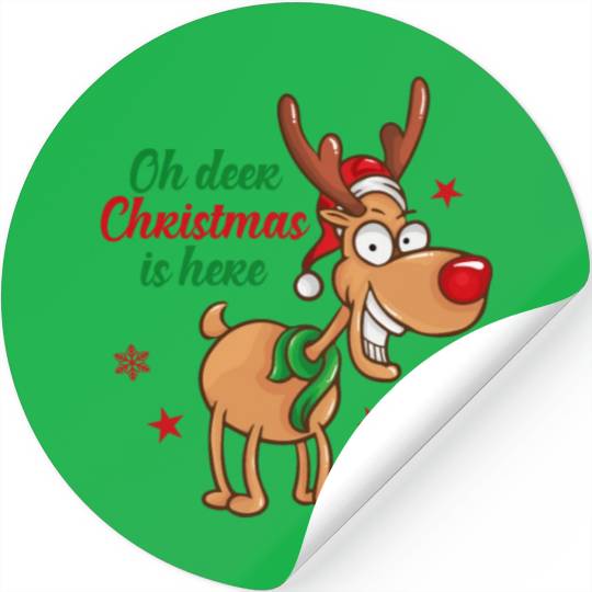 Reindeer Rudolph deer Christmas Is Here Stickers