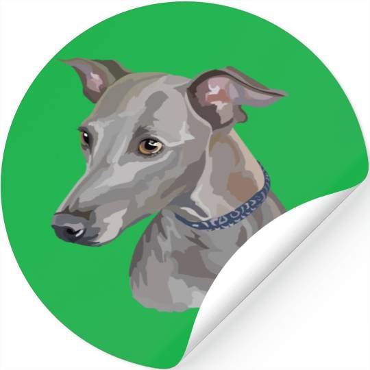 Cute Italian Greyhound Dog Watercolor Painting Stickers