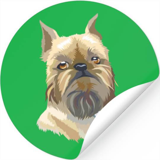 Cute Brussels Griffon Dog Watercolor Painting Stickers