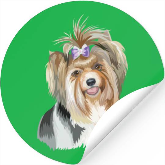 Cute Biewer Terrier Dog Watercolor Painting Stickers