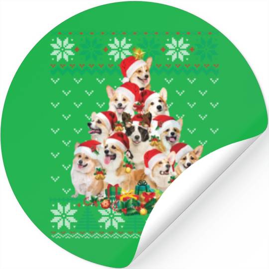 Corgi Christmas Funny Dog Lover Xmas Stickers