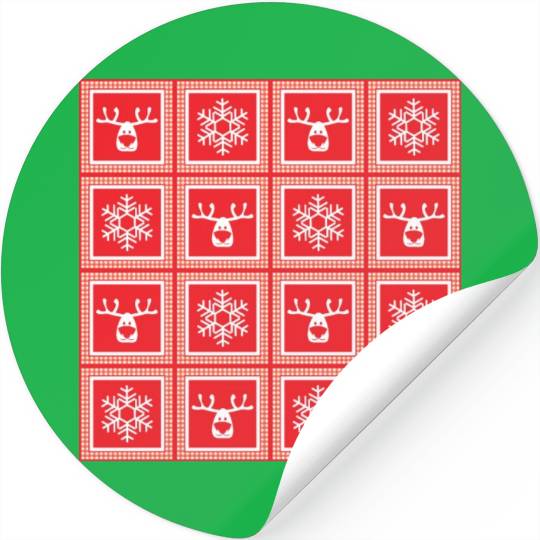 Deer Christmas patchwork Stickers