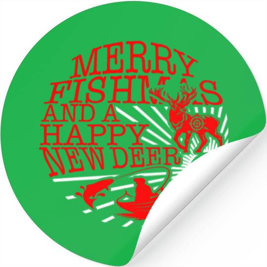 Christmas Stickers, Merry Fishmas And Happy New Deer