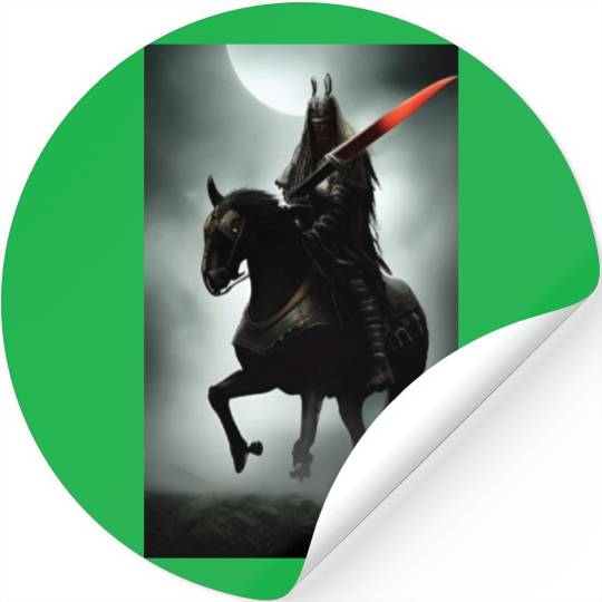 Warrior on the black horse Stickers